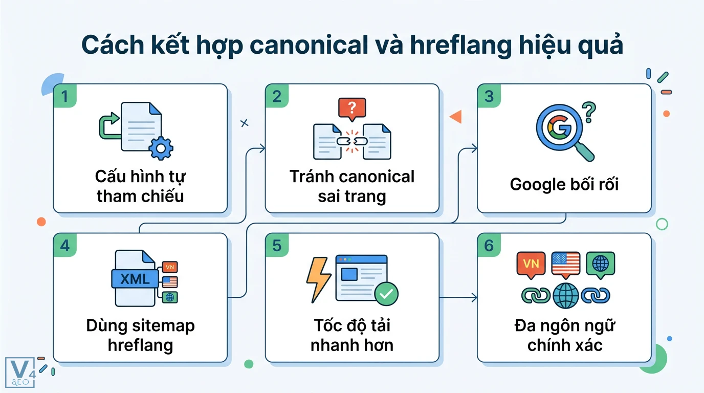 Hreflang vs canonical là gì? Cách tối ưu International SEO chuẩn 2 Cách kết hợp canonical tự tham chiếu và hreflang qua sitemap XML giúp Google lập chỉ mục chính xác và tối ưu tốc độ cho website đa ngôn ngữ