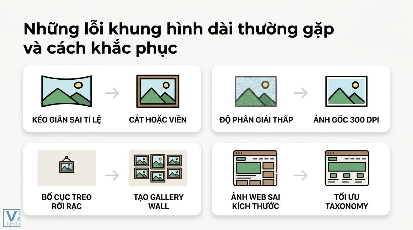 Khung hình dài là gì? Tỉ lệ màn hình và khung ảnh treo tường 3 Khắc phục lỗi khung hình dài bằng cách chỉnh tỉ lệ, đảm bảo độ phân giải 300 DPI, tạo gallery wall và tối ưu taxonomy cho website