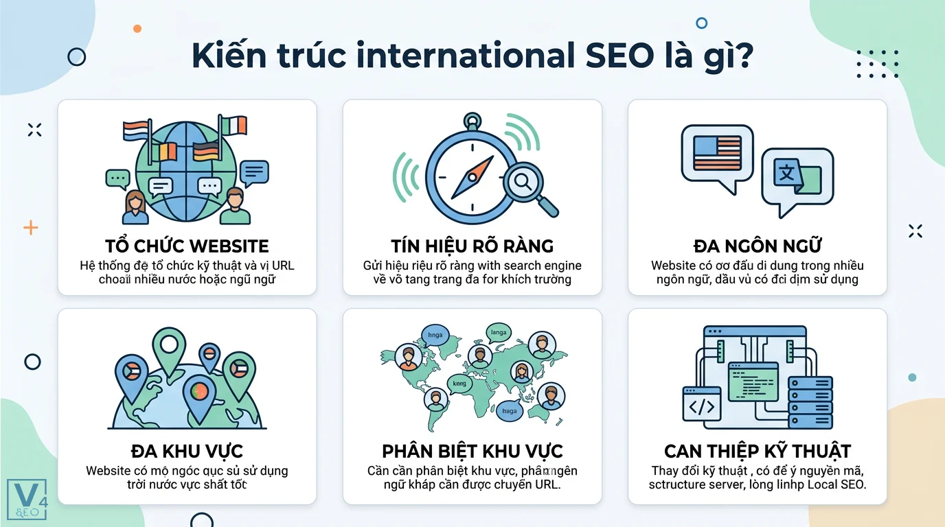 Kiến trúc international SEO là gì? Cách chọn cấu trúc URL chuẩn 1 Kiến trúc international SEO tổ chức website đa ngôn ngữ, đa khu vực và can thiệp kỹ thuật URL để gửi tín hiệu rõ ràng đến công cụ tìm kiếm