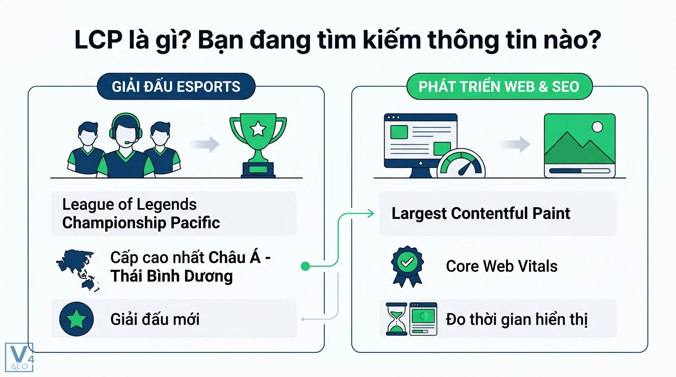 LCP là gì? Giải mã giải đấu LMHT mới và chỉ số Core Web Vitals 1 Phân biệt LCP là giải đấu League of Legends Championship Pacific và chỉ số Largest Contentful Paint đo tốc độ hiển thị trong Core Web Vitals