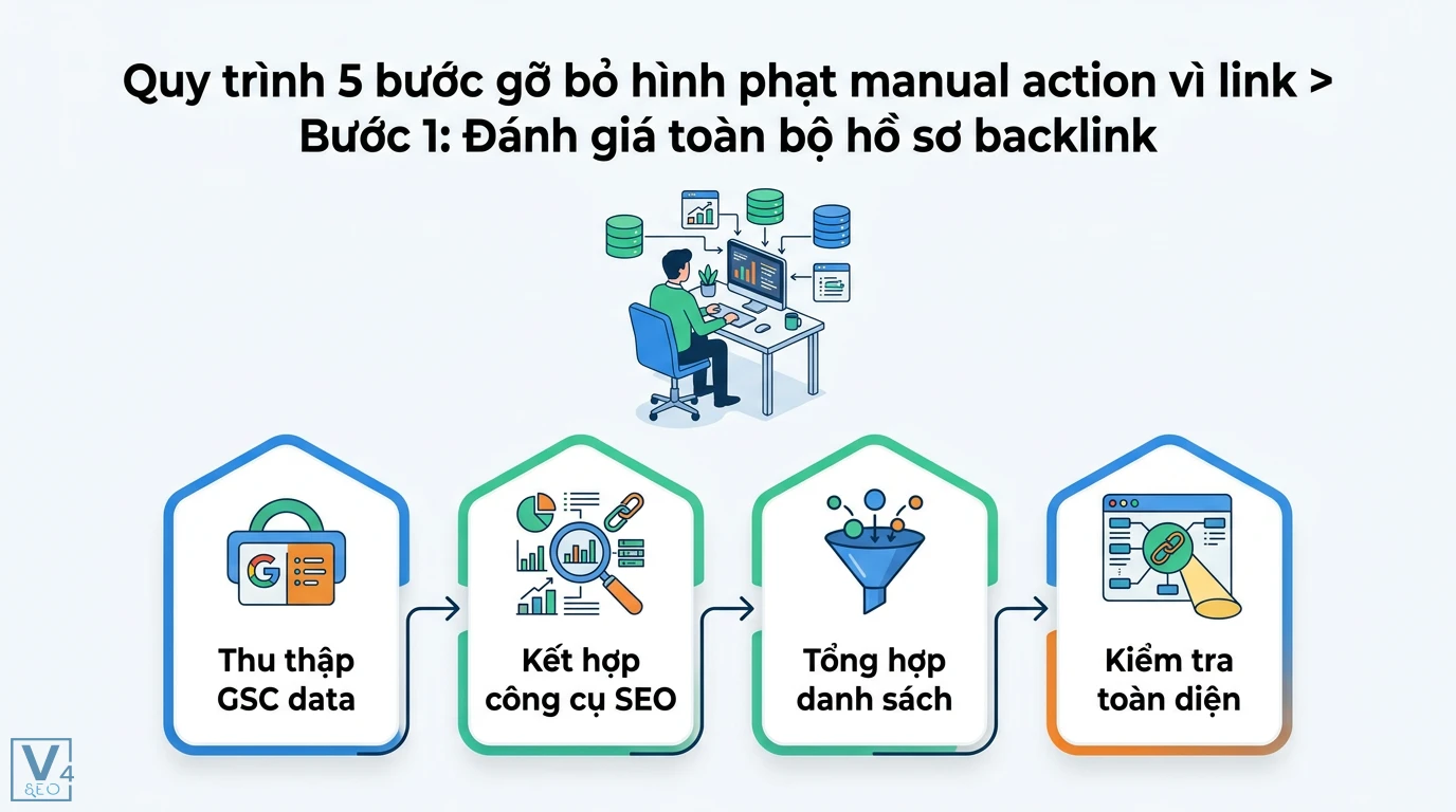 Manual action vì link là gì? Cách gỡ án phạt link không tự nhiên 2 Thu thập dữ liệu GSC và công cụ SEO để tổng hợp danh sách và kiểm tra toàn diện hồ sơ backlink nhằm gỡ bỏ hình phạt manual action