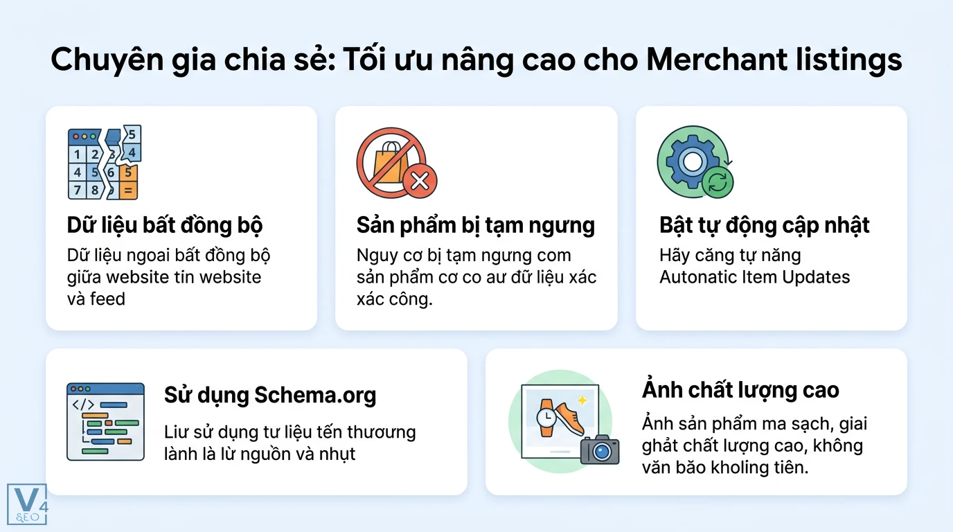 Merchant listings là gì? Phân biệt với Listing trên sàn TMĐT 3 Tối ưu Merchant listings bằng đồng bộ Schema.org, tự động cập nhật giá, tình trạng hàng và sản phẩm chất lượng cao trên nền trắng