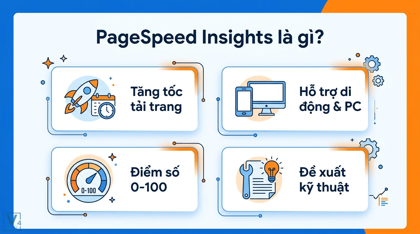 PageSpeed Insights là gì? Cách tối ưu Core Web Vitals và INP hiệu quả 1 PageSpeed Insights hỗ trợ tăng tốc tải trang trên di động và PC với điểm số 0-100 cùng các đề xuất kỹ thuật tối ưu trải nghiệm người dùng