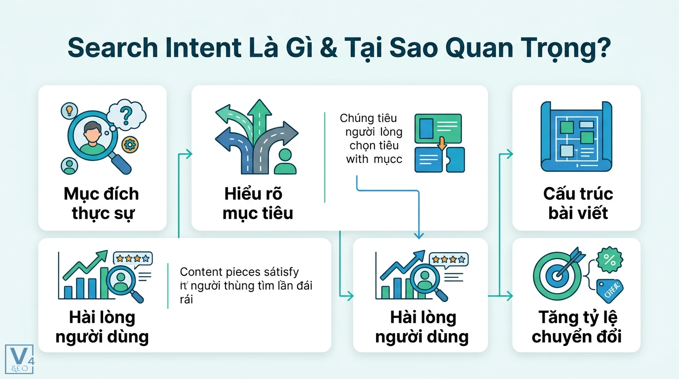 Phân loại search intent là gì? Quy trình tối ưu từ GSC và Ahrefs 1 Search intent thể hiện mục đích thực sự của người dùng giúp định hình cấu trúc bài viết, tăng sự hài lòng và tối ưu tỷ lệ chuyển đổi SEO