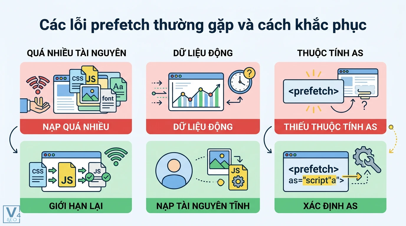 Prefetch là gì? Hướng dẫn tối ưu Windows và tốc độ Website 3 Cách khắc phục lỗi prefetch bằng cách giới hạn tài nguyên nạp trước, ưu tiên tài nguyên tĩnh và xác định thuộc tính as để tối ưu web