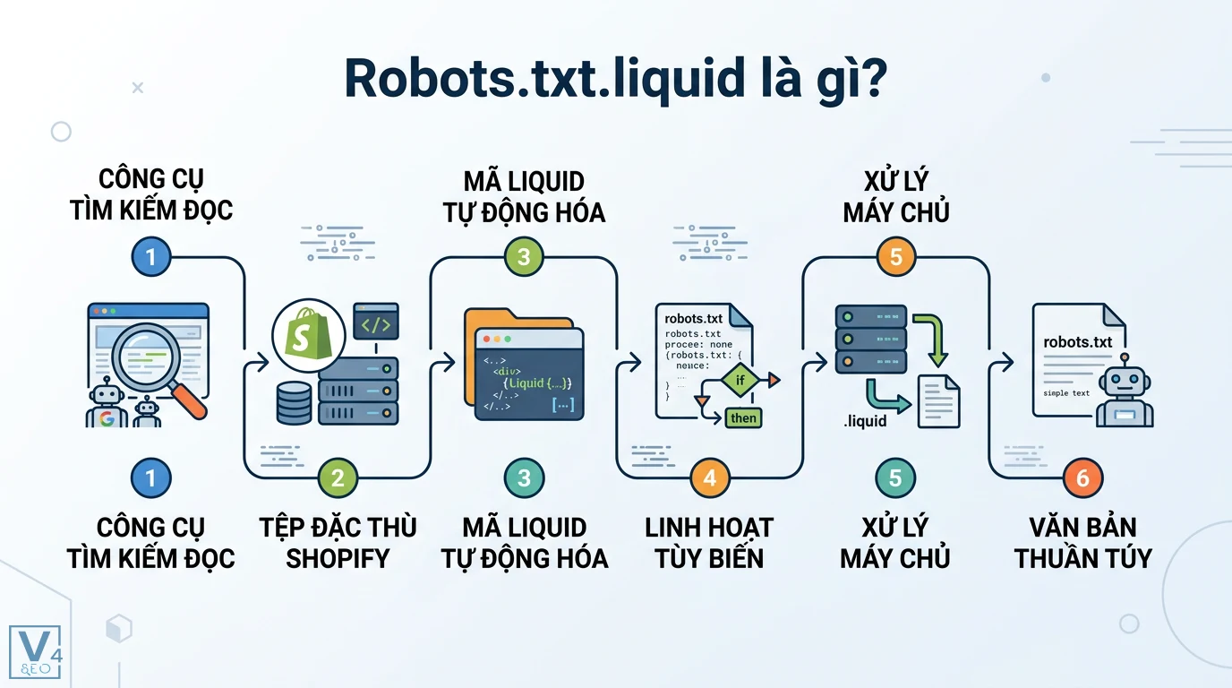 Robots.txt.liquid là gì? Cách tối ưu file robots cho Shopify 1 Robots.txt.liquid Shopify tự động hóa mã Liquid linh hoạt tùy biến và xử lý máy chủ thành tệp robots.txt văn bản thuần túy