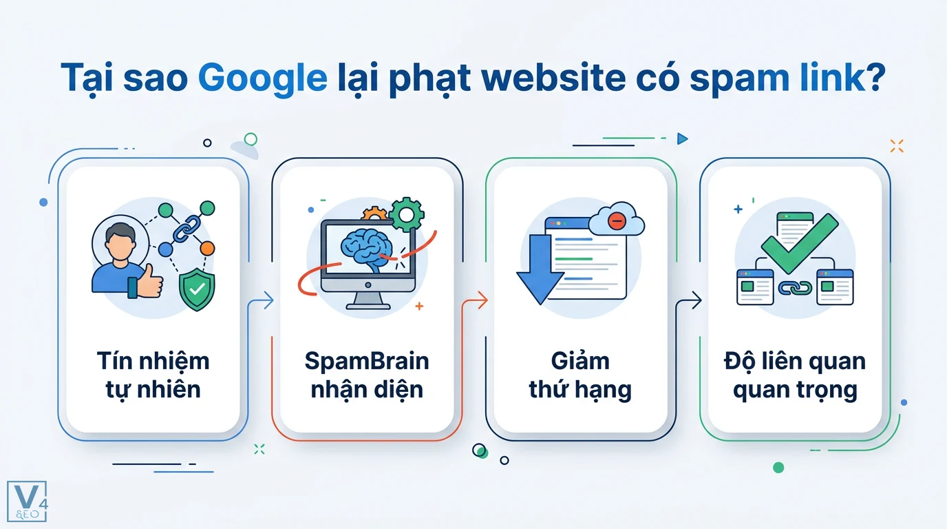 Spam liên kết là gì? Cách kiểm tra và xử lý link bẩn chuẩn Google 2 Google phạt website spam link qua SpamBrain nhận diện gây giảm thứ hạng và đề cao tầm quan trọng của tín nhiệm tự nhiên cùng độ liên quan