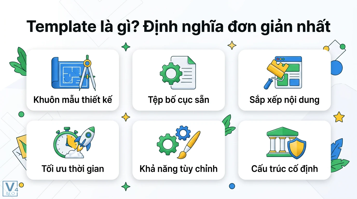 Template product là gì? Phân biệt chi tiết với Theme và Layout 1 Template là khuôn mẫu thiết kế có tệp bố cục sẵn giúp sắp xếp nội dung, tối ưu thời gian và cho phép tùy chỉnh linh hoạt trên cấu trúc cố định