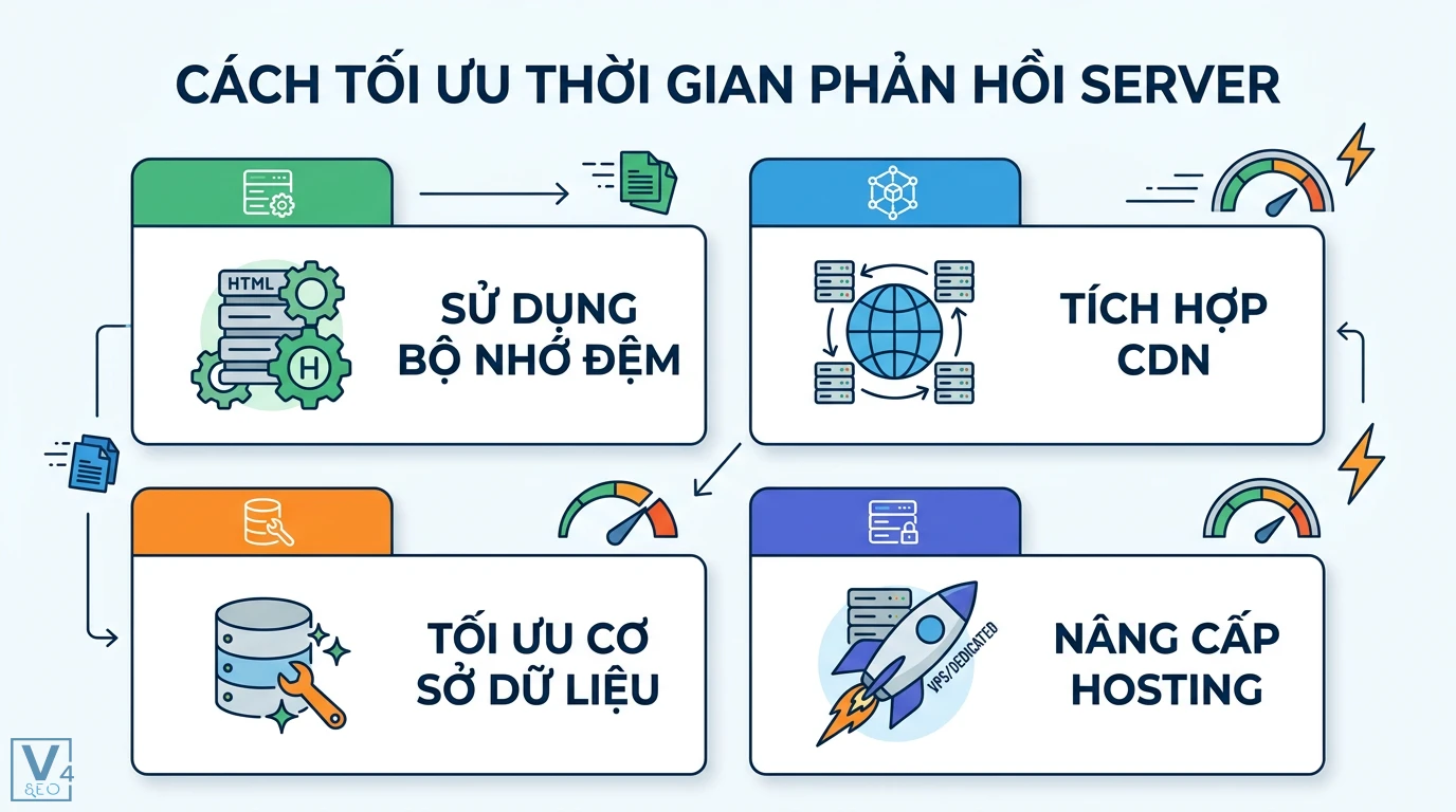 Thời gian phản hồi server là gì? Cách tối ưu TTFB dưới 200ms 2 Tối ưu thời gian phản hồi server bằng cách dùng bộ nhớ đệm, tích hợp CDN, tối ưu cơ sở dữ liệu và nâng cấp hạ tầng hosting VPS/Dedicated