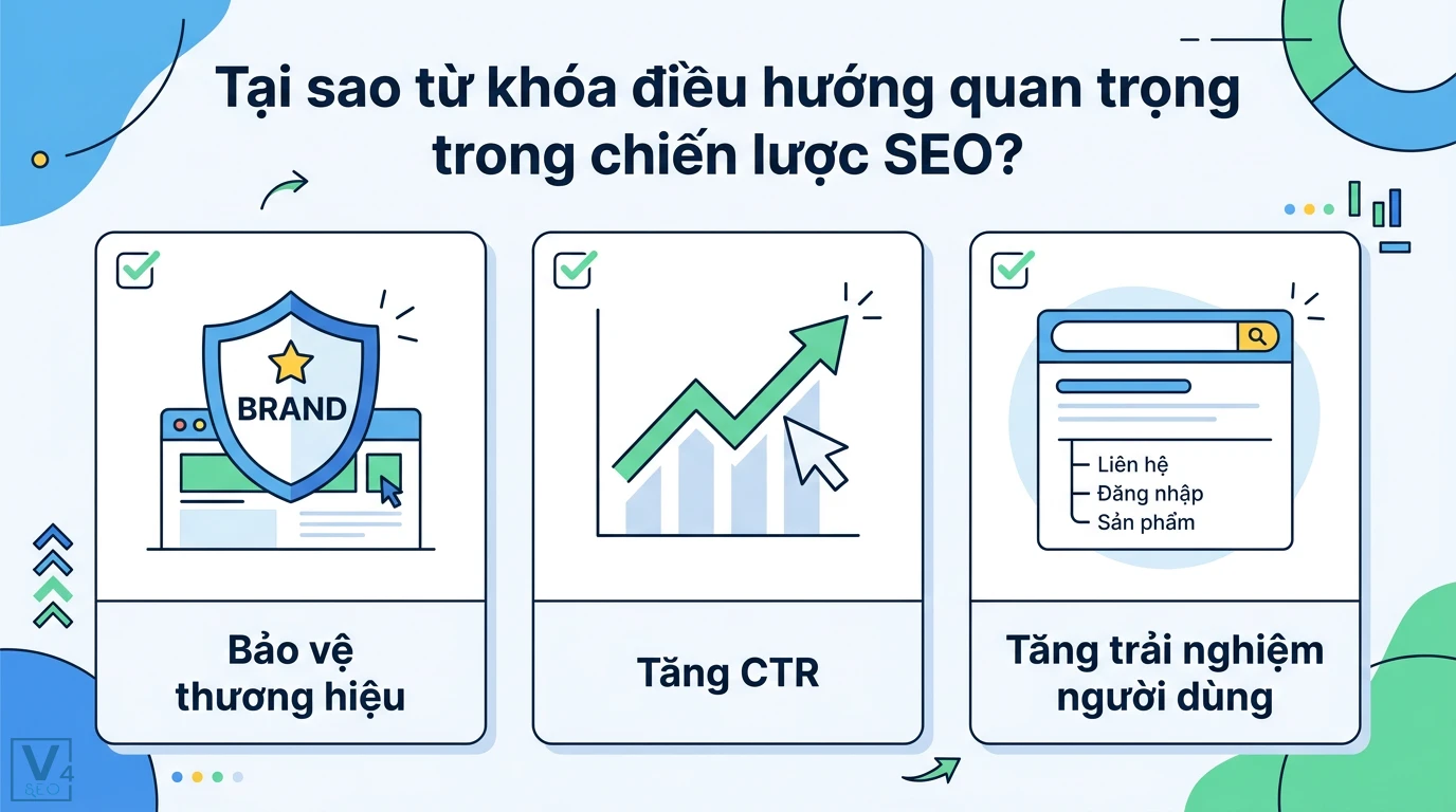 Từ khóa điều hướng là gì? Cách tối ưu Search Intent và thương hiệu 1 Lợi ích từ khóa điều hướng trong SEO giúp bảo vệ thương hiệu, tăng CTR và cải thiện trải nghiệm người dùng qua các liên kết sitelinks