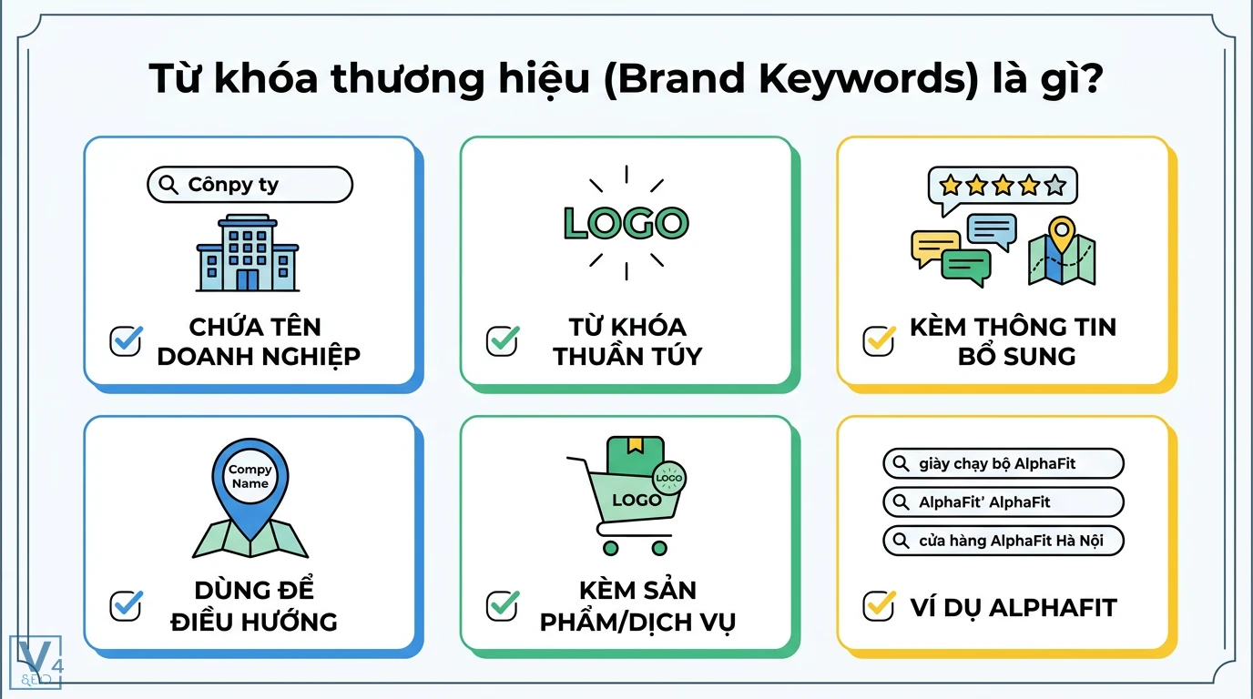 Từ khóa thương hiệu là gì? Chiến lược SEO giúp bứt phá chuyển đổi 1 Phân loại từ khóa thương hiệu gồm nhóm thuần túy kèm sản phẩm dịch vụ và thông tin bổ sung giúp điều hướng tìm kiếm như ví dụ AlphaFit
