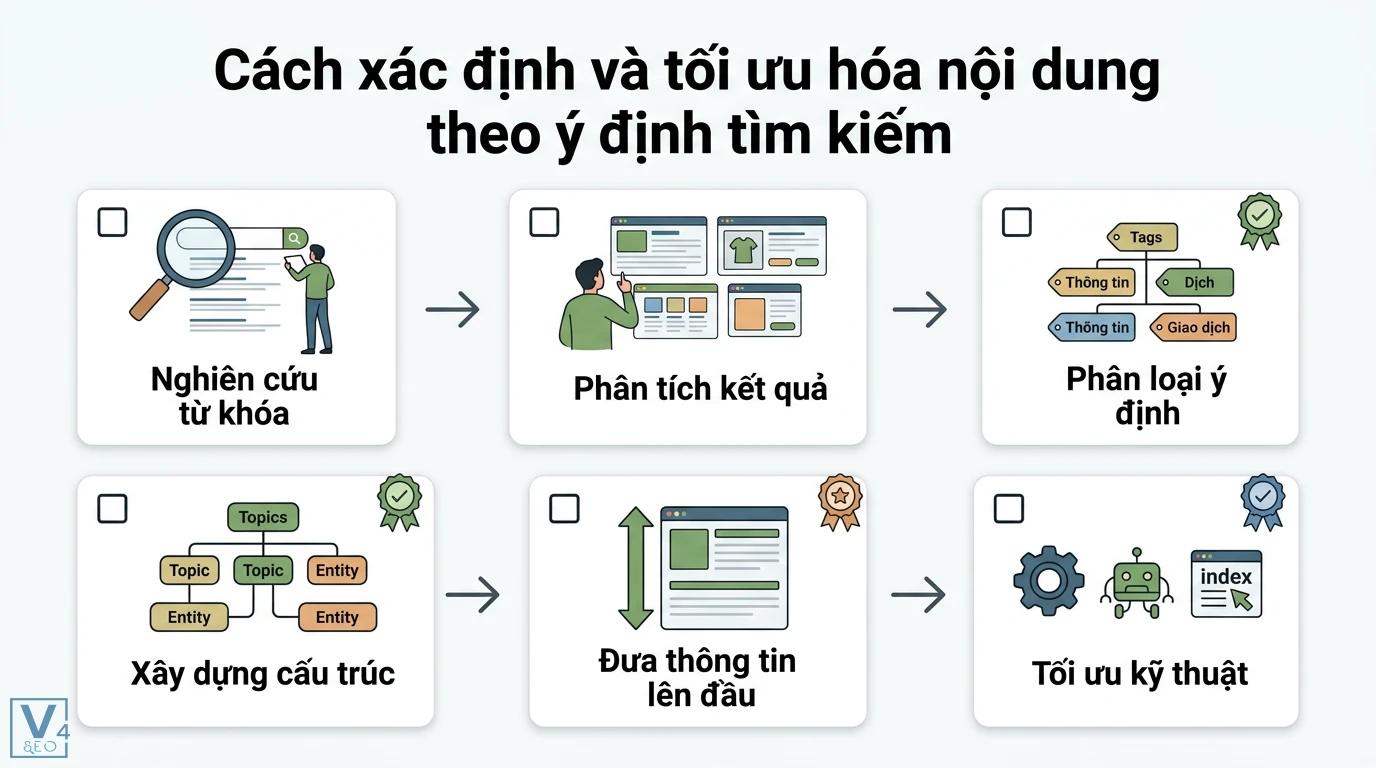 Ý định truy vấn là gì? Cách phân loại và tối ưu SEO thực chiến 2 Tối ưu hóa nội dung theo ý định tìm kiếm qua nghiên cứu từ khóa, phân loại ý định, cấu trúc entity và kỹ thuật SEO