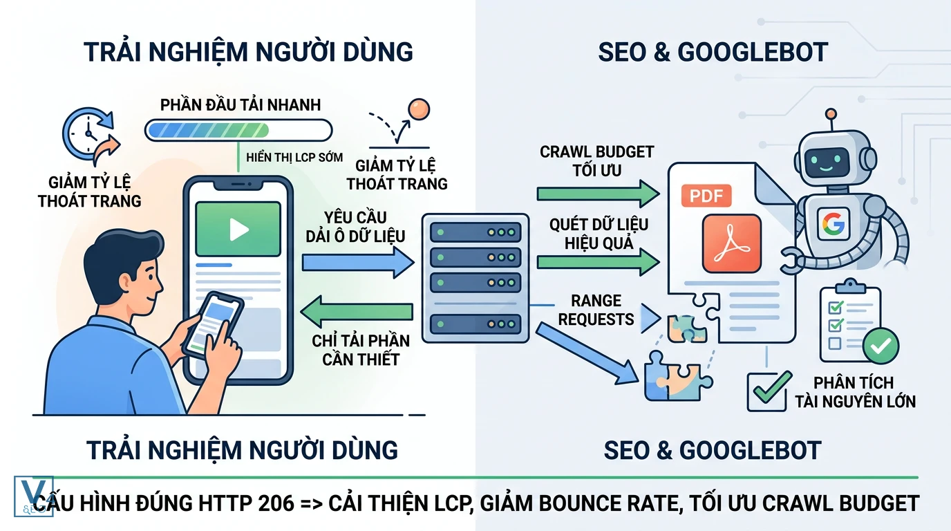 tac-dong-http-206-seo-ux Sơ đồ tác động của HTTP 206 giúp tối ưu trải nghiệm người dùng và hỗ trợ Googlebot thu thập dữ liệu hiệu quả