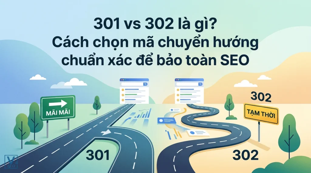 301 vs 302 là gì? Cách chọn mã chuyển hướng chuẩn xác để bảo toàn SEO 7 So sánh bản chất 301 vs 302 là gì qua hai ngã rẽ chuyển hướng website vĩnh viễn và tạm thời