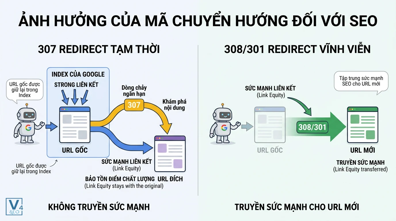 so-sanh-suc-manh-seo-307-va-301-308 So sánh cơ chế truyền sức mạnh liên kết giữa chuyển hướng tạm thời 307 và chuyển hướng vĩnh viễn 301 hoặc 308