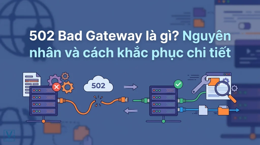 502 Bad Gateway là gì? Nguyên nhân và cách khắc phục chi tiết 1 Mô hình kết nối máy chủ bị gián đoạn gây ra lỗi 502 Bad Gateway giữa các server hệ thống.