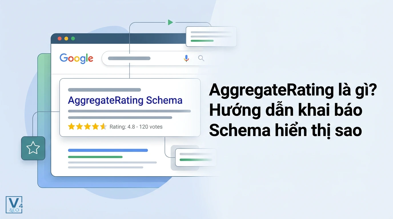 Cách khai báo AggregateRating Schema để hiển thị đánh giá sao vàng nổi bật trên kết quả tìm kiếm Google.