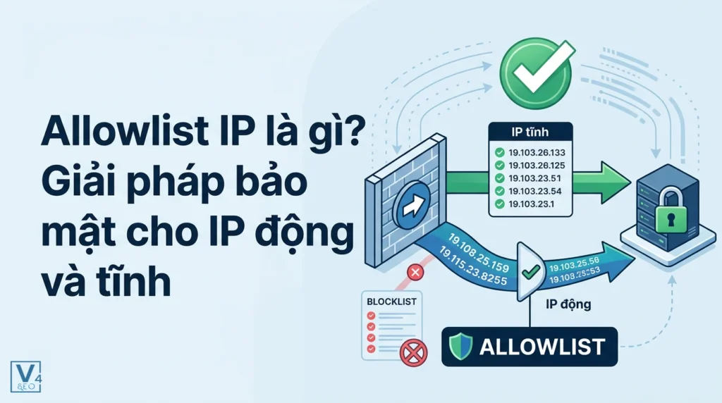 Mô hình hoạt động của allowlist IP giúp phân loại và chỉ cho phép các địa chỉ IP tĩnh và động an toàn truy cập hệ thống.