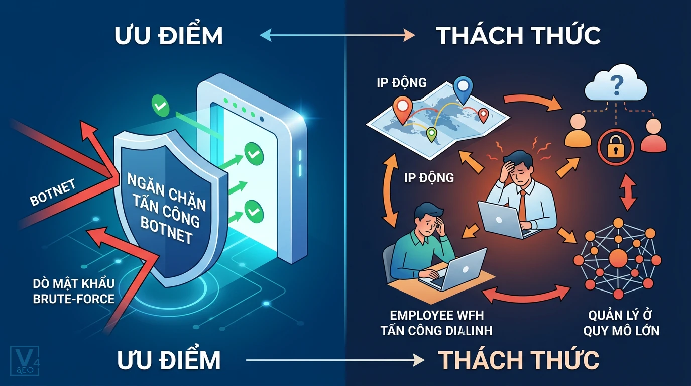 uu-diem-thach-thuc-ip-allowlist So sánh ưu điểm bảo mật và thách thức quản lý khi triển khai allowlist IP là gì cho doanh nghiệp.