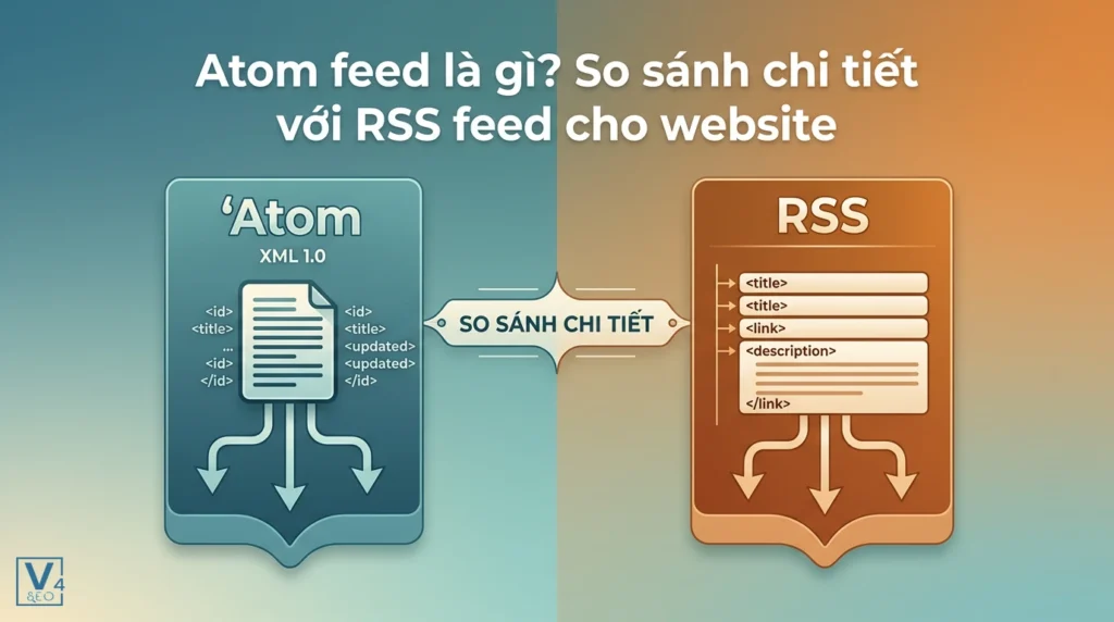 So sánh cấu trúc XML của Atom feed và RSS feed cho website