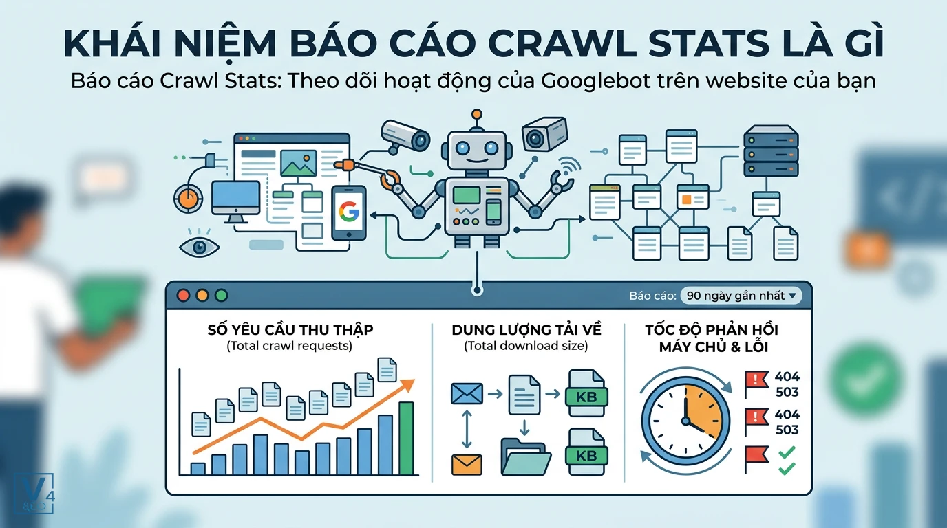 khai-niem-bao-cao-crawl-stats Sơ đồ giải thích báo cáo Crawl stats là gì giúp theo dõi số yêu cầu thu thập dữ liệu và tốc độ phản hồi máy chủ.