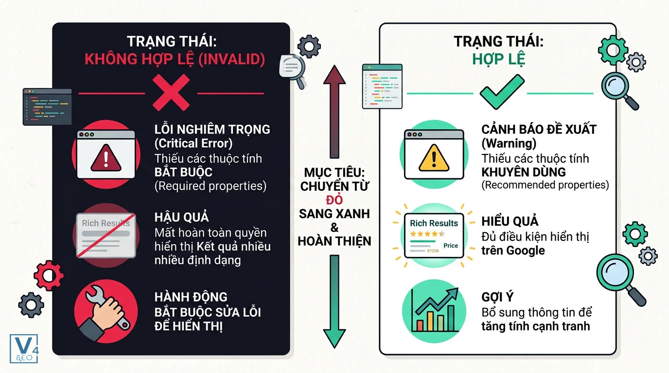 phan-biet-trang-thai-loi-rich-results So sánh trạng thái không hợp lệ và hợp lệ khi kiểm tra báo cáo rich results là gì để tối ưu hiển thị Google.