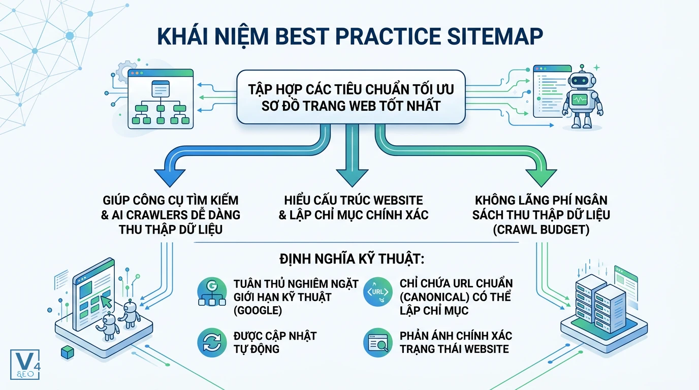 khai-niem-best-practice-sitemap Sơ đồ định nghĩa best practice sitemap là gì giúp tối ưu hóa ngân sách crawl và lập chỉ mục chính xác.