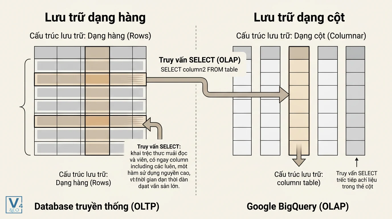 so-sanh-luu-tru-dang-hang-va-dang-cot So sánh cơ chế truy vấn dữ liệu dạng hàng của database truyền thống và dạng cột của Google BigQuery
