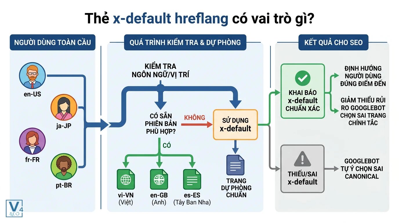 quy-trinh-hoat-dong-the-x-default-hreflang Sơ đồ quy trình hoạt động của thẻ x-default hreflang giúp điều hướng người dùng và tránh lỗi canonical sai.