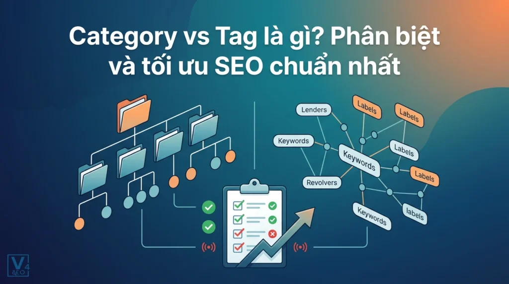 Category vs Tag là gì? Phân biệt và tối ưu SEO chuẩn nhất 13 Mô hình so sánh cấu trúc phân cấp của Category và mạng lưới liên kết tự do của Tag trong WordPress giúp tối ưu SEO.