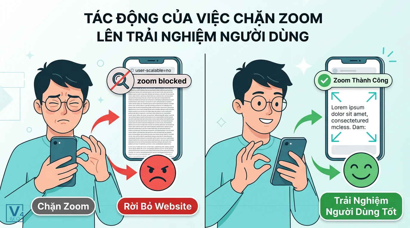 tac-dong-cua-viec-chan-zoom-tren-mobile So sánh trải nghiệm người dùng tệ khi bị chặn zoom và trải nghiệm tốt khi được phép phóng to màn hình điện thoại.