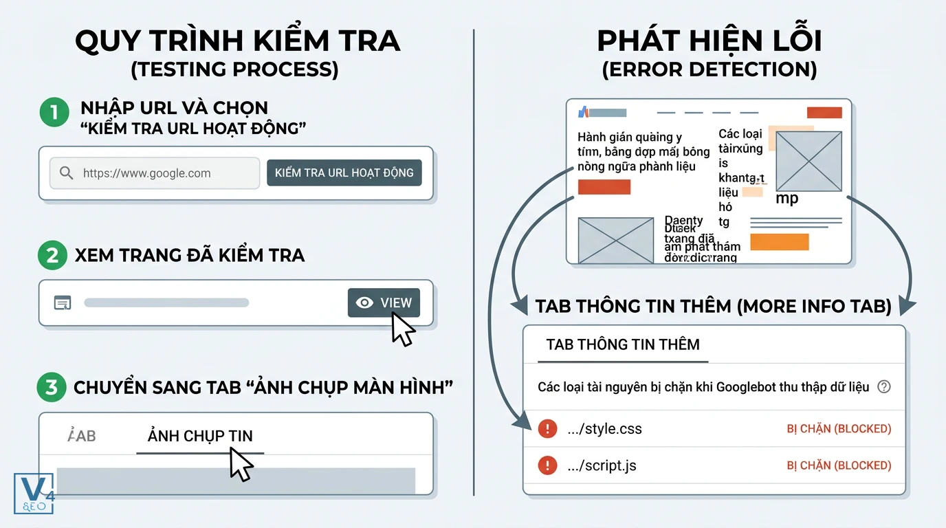 quy-trinh-kiem-tra-chan-css-js-gsc Sơ đồ các bước kiểm tra và phát hiện lỗi chặn CSS/JS trên website bằng Google Search Console.