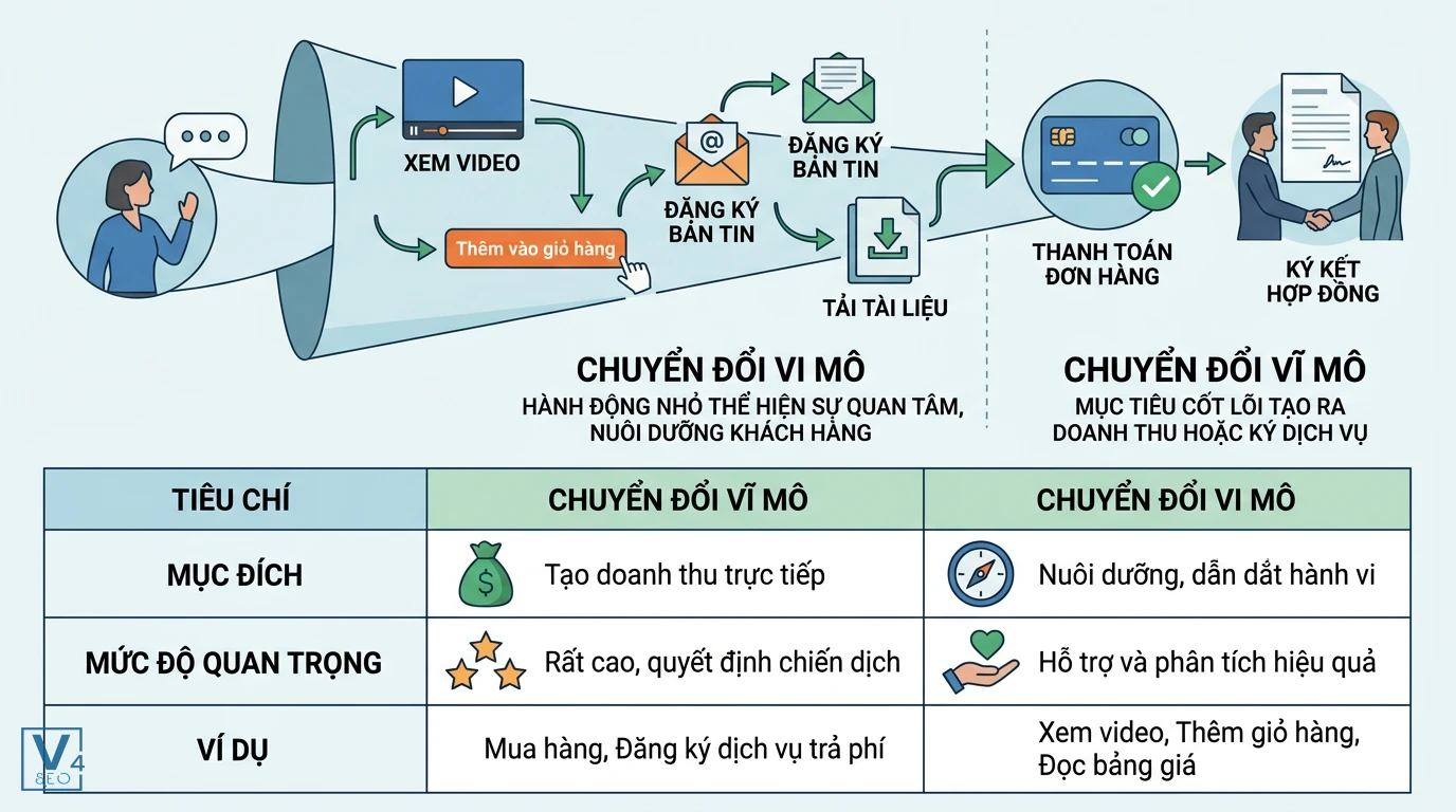 phan-biet-chuyen-doi-vi-mo-va-vi-mo Sơ đồ phân biệt chuyển đổi vi mô và vĩ mô trong phễu marketing giúp tối ưu hóa hành trình khách hàng.