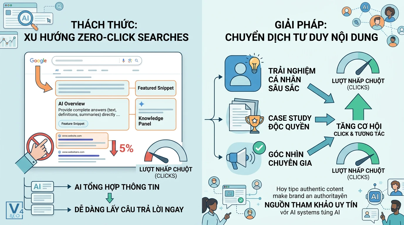 thach-thuc-va-giai-phap-clicks-ky-nguyen-ai So sánh thách thức zero-click searches và giải pháp chuyển dịch tư duy nội dung để duy trì clicks trong kỷ nguyên AI.