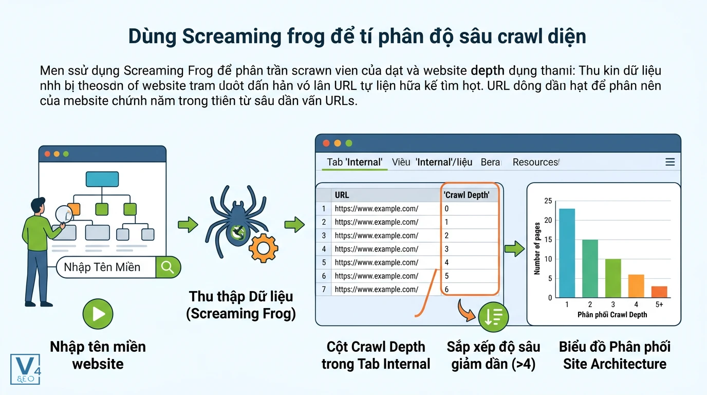 quy-trinh-kiem-tra-crawl-depth-screaming-frog Quy trình các bước kiểm tra crawl depth của website bằng công cụ Screaming Frog từ nhập tên miền đến phân tích biểu đồ