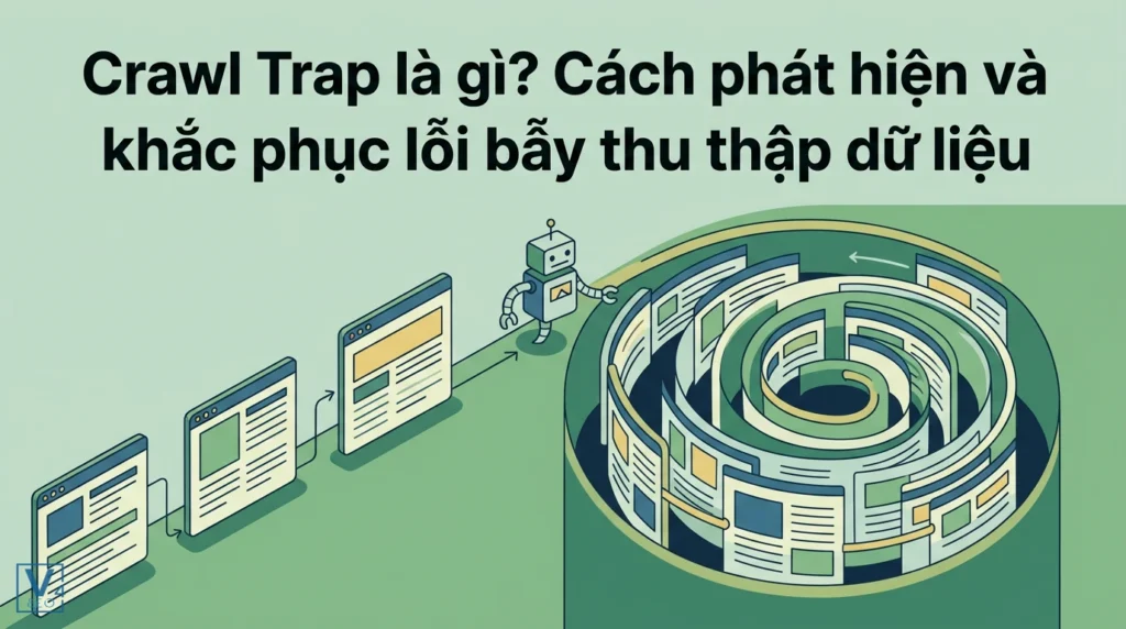 Mô phỏng robot tìm kiếm bị kẹt trong vòng lặp vô hạn của crawl trap khi thu thập dữ liệu website.