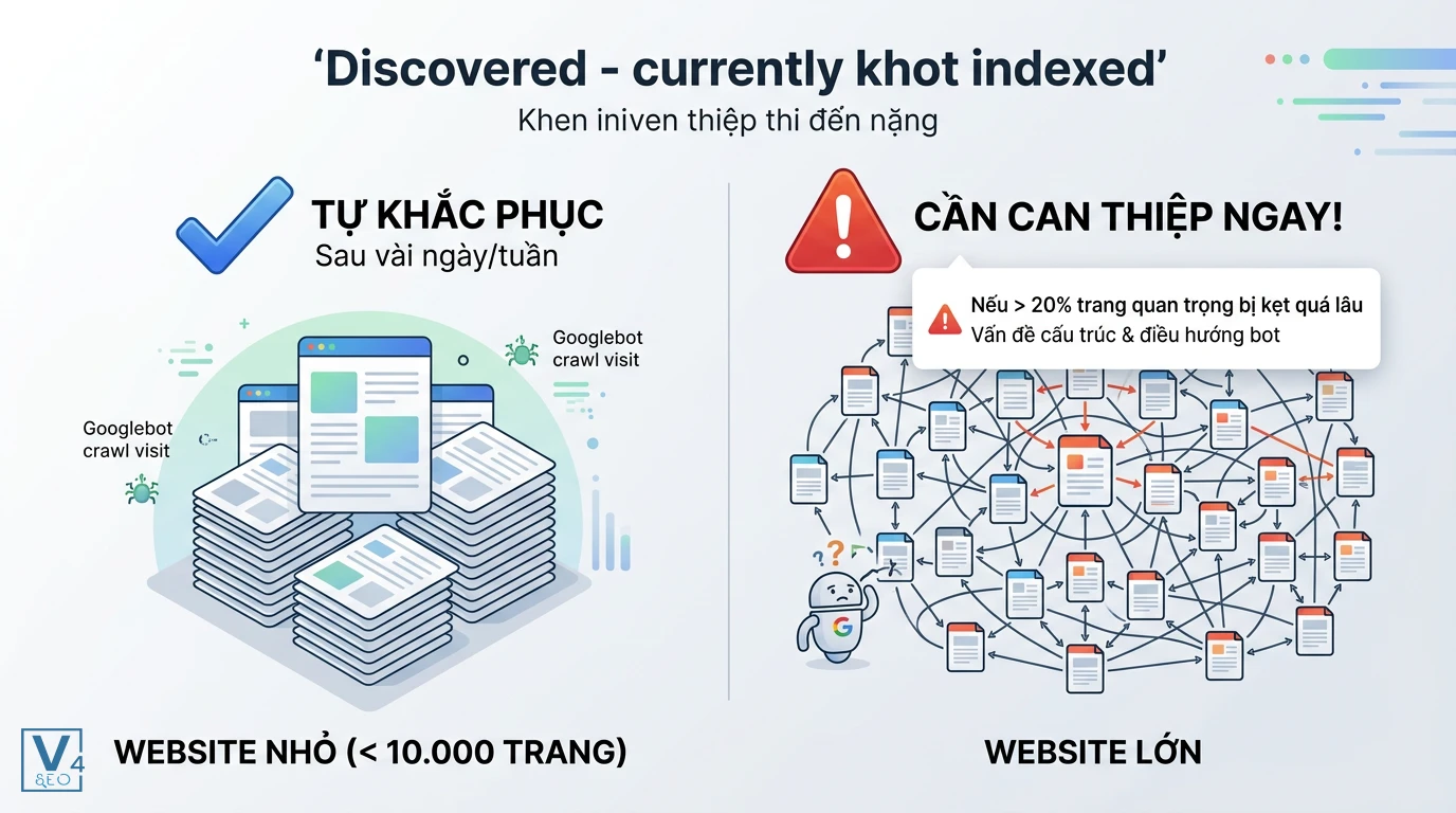 phan-biet-muc-do-lo-lang-discovered-not-indexed So sánh mức độ cần xử lý lỗi Discovered currently not indexed giữa website nhỏ tự khắc phục và website lớn cần can thiệp