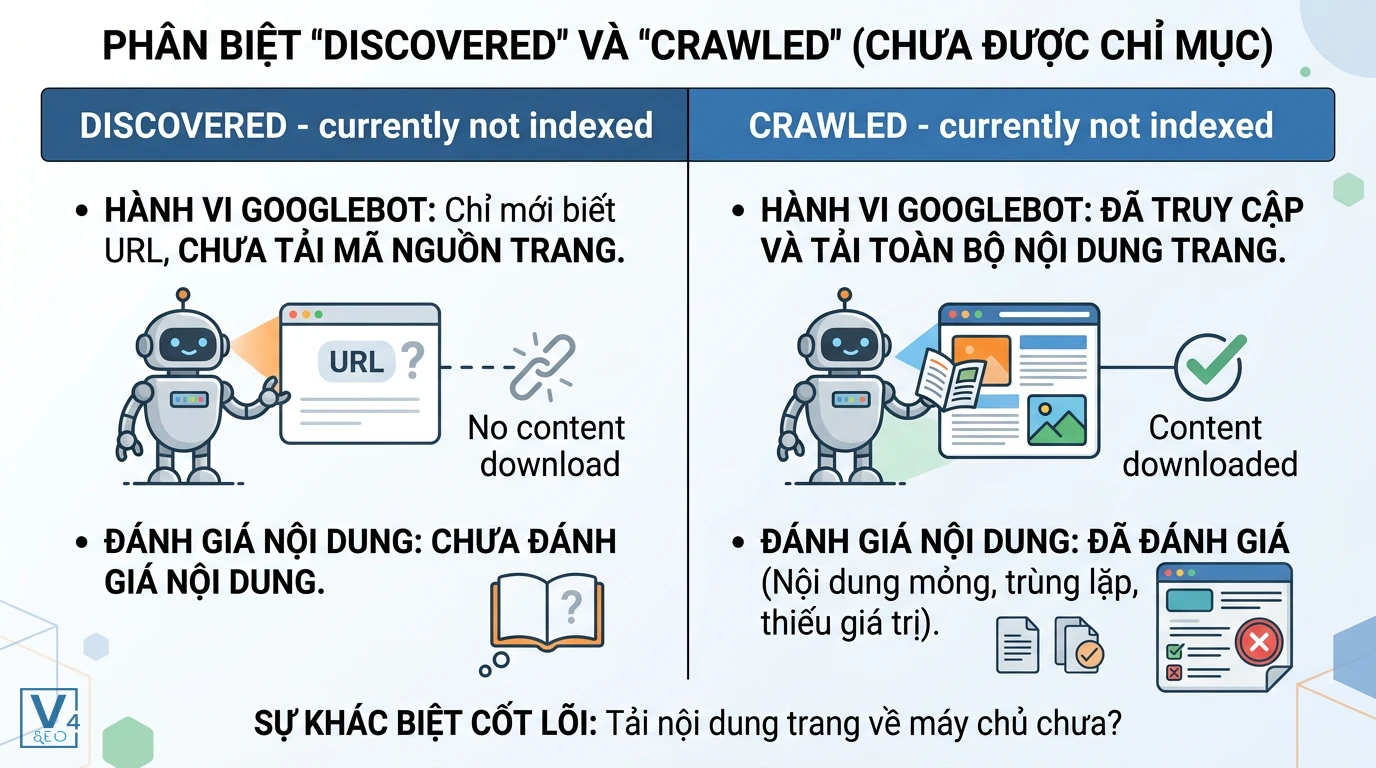 so-sanh-discovered-va-crawled-currently-not-indexed Bảng so sánh hành vi Googlebot và đánh giá nội dung giữa Discovered - currently not indexed và Crawled