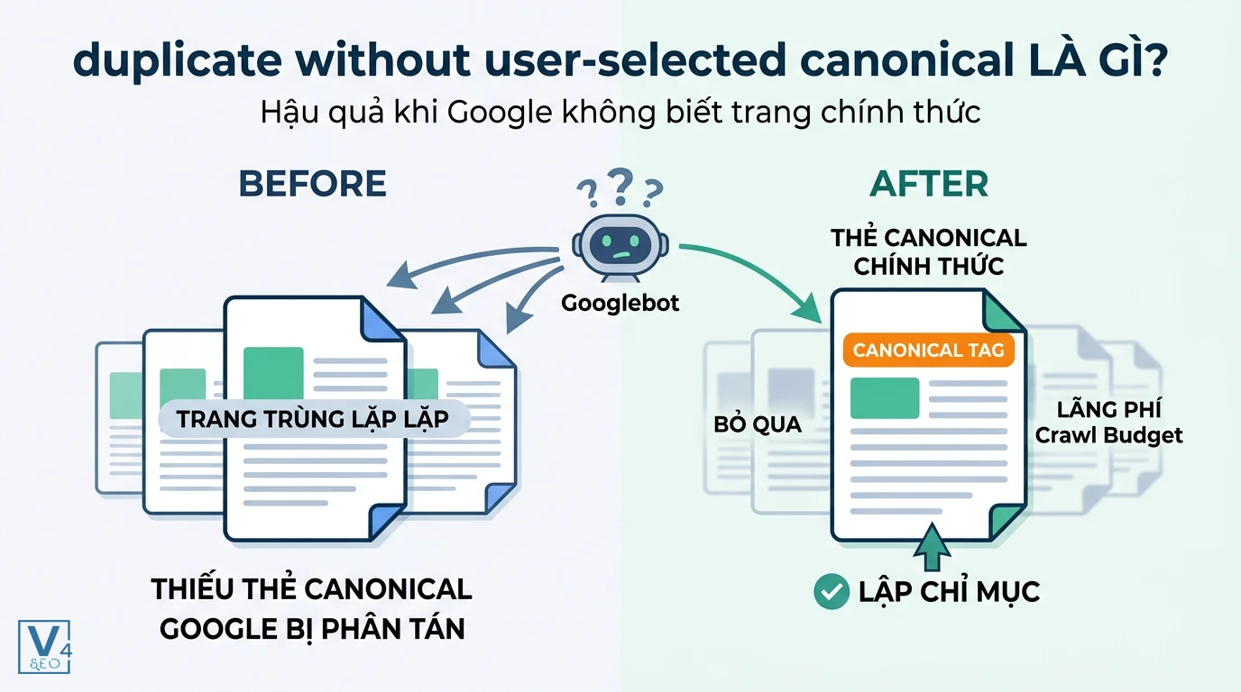 so-sanh-truoc-sau-khi-dung-the-canonical Sự khác biệt khi thiếu và có thẻ canonical giúp Googlebot xác định trang gốc để tối ưu ngân sách thu thập dữ liệu.