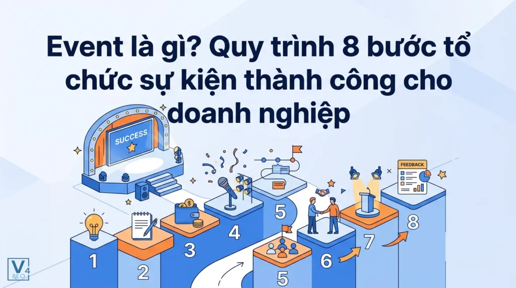 Mô hình 8 bước trong quy trình tổ chức event chuyên nghiệp giúp doanh nghiệp đạt mục tiêu truyền thông.