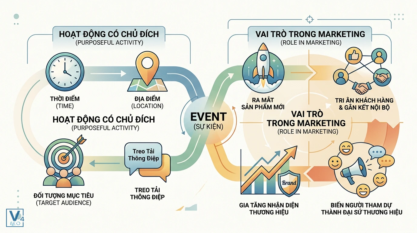 khai-niem-va-vai-tro-cua-event-trong-marketing Sơ đồ định nghĩa event là gì và các vai trò chiến lược của sự kiện trong hoạt động Marketing của doanh nghiệp.
