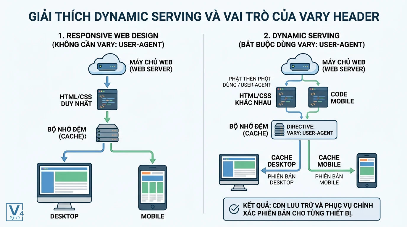 co-che-dynamic-serving-va-vary-header So sánh cơ chế phân phối nội dung giữa Responsive Web Design và Dynamic Serving sử dụng Vary User-Agent.