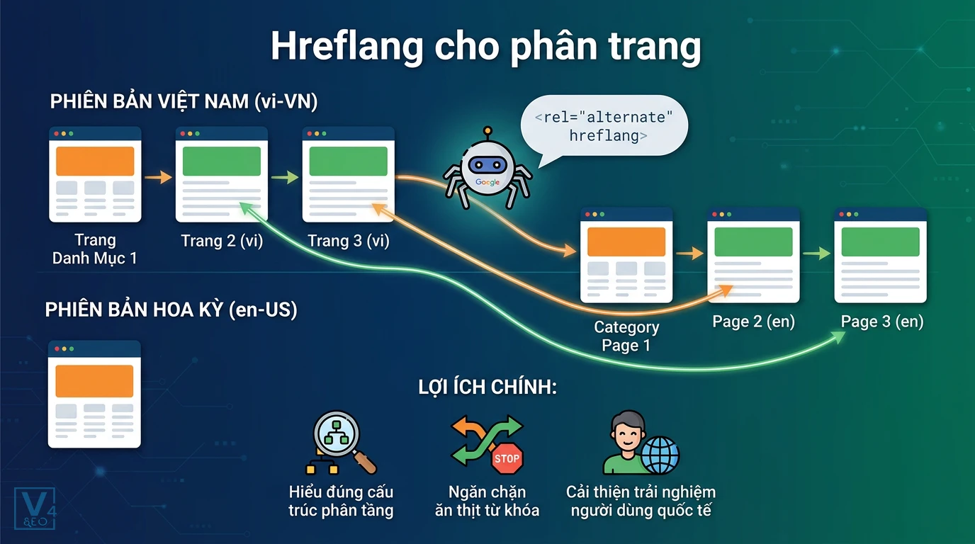 so-do-hreflang-cho-phan-trang-da-ngon-ngu Sơ đồ liên kết hreflang cho phân trang giữa hai phiên bản ngôn ngữ Việt Nam và Hoa Kỳ giúp Googlebot hiểu cấu trúc website.