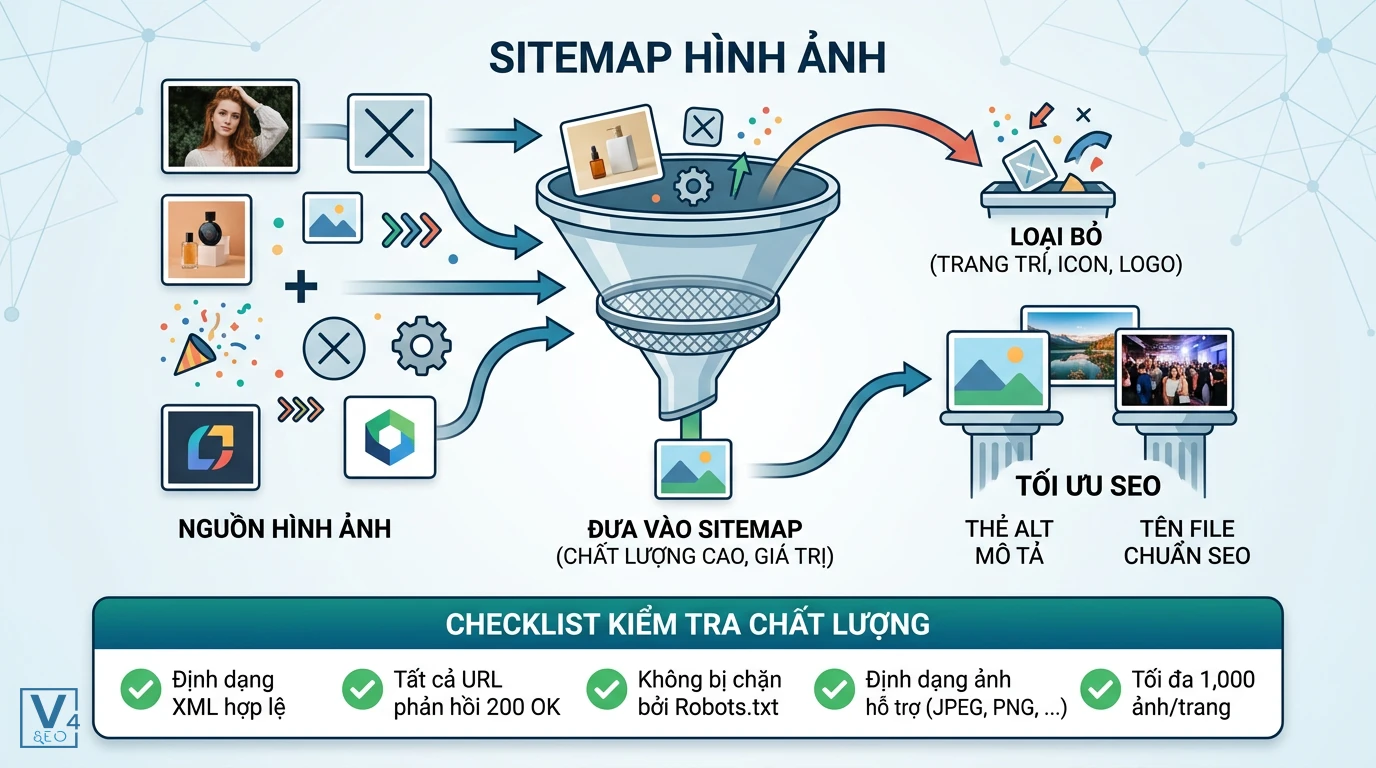 quy-trinh-toi-uu-image-sitemap Quy trình lọc và tối ưu hóa hình ảnh chất lượng cao trước khi đưa vào image sitemap chuẩn SEO.
