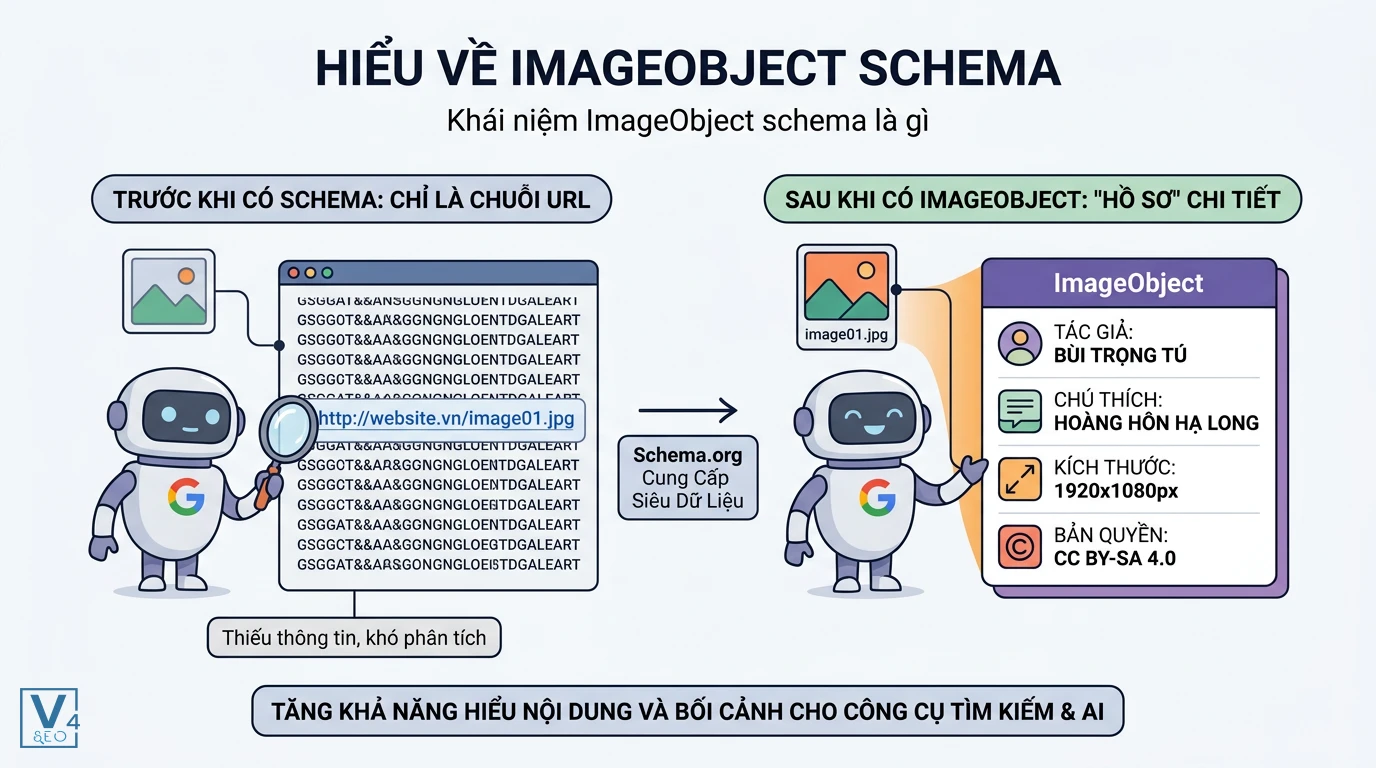 so-sanh-truoc-sau-khi-dung-imageobject-schema So sánh cách Googlebot đọc hình ảnh trước và sau khi áp dụng ImageObject schema để hiểu rõ bối cảnh dữ liệu.