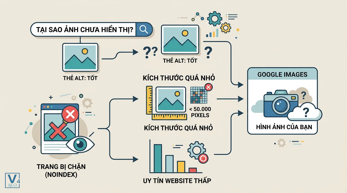 nguyen-nhan-anh-khong-hien-thi-google-images Các nguyên nhân khiến ảnh đã tối ưu alt vẫn không được index ảnh và hiển thị trên Google Images.