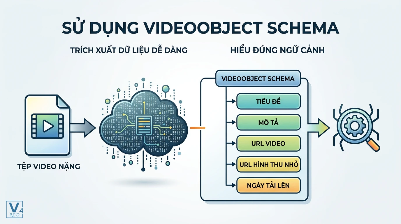 quy-trinh-videoobject-schema-markup Quy trình VideoObject Schema giúp công cụ tìm kiếm trích xuất dữ liệu và hiểu ngữ cảnh để index video dễ dàng hơn.