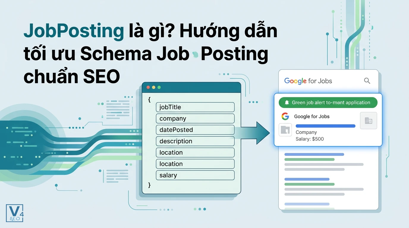 Quy trình chuyển hóa cấu trúc dữ liệu JobPosting thành tin tuyển dụng hiển thị trực quan trên Google for Jobs.