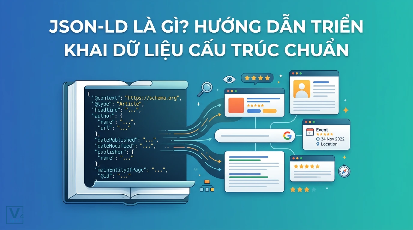 Cách khai báo dữ liệu cấu trúc JSON-LD giúp tối ưu hiển thị kết quả tìm kiếm phong phú trên Google.