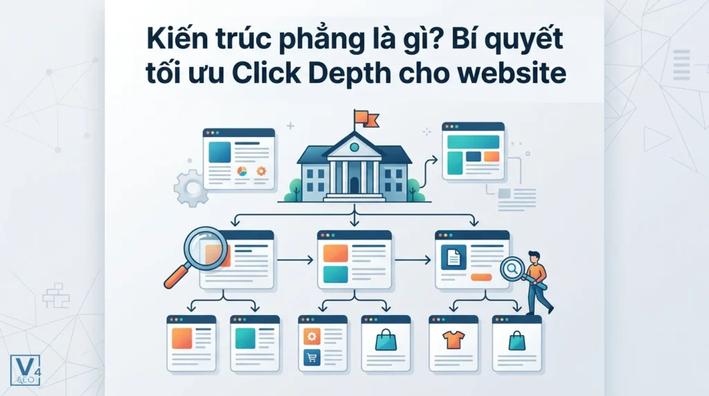 Kiến trúc phẳng là gì? Bí quyết tối ưu Click Depth cho website 9 Mô hình cấu trúc liên kết giữa các trang giúp tối ưu hóa số lần nhấp chuột và cải thiện SEO website.